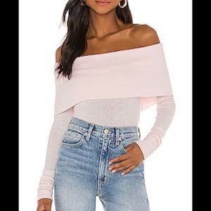 Free people off the shoulder sweater in snow bunny